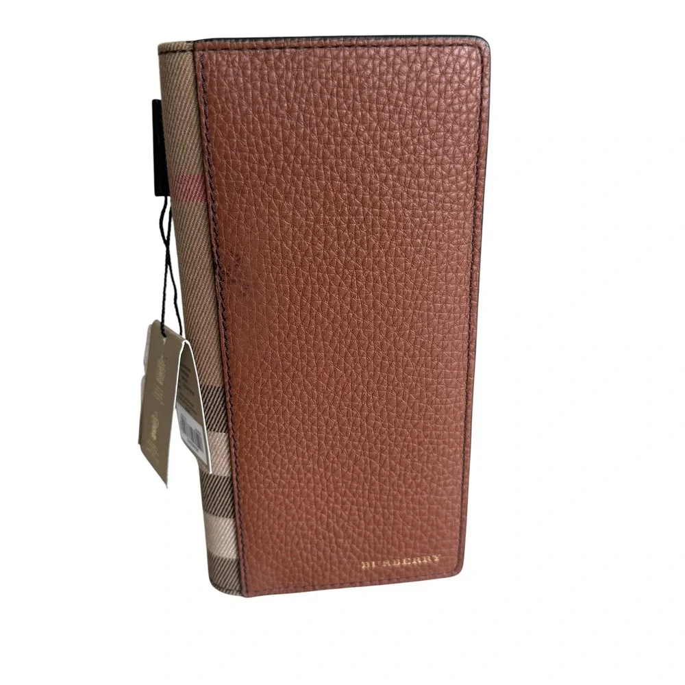 Burberry Cavendish Grainy Leather House Check Wallet Chestnut Brown 4061999 1